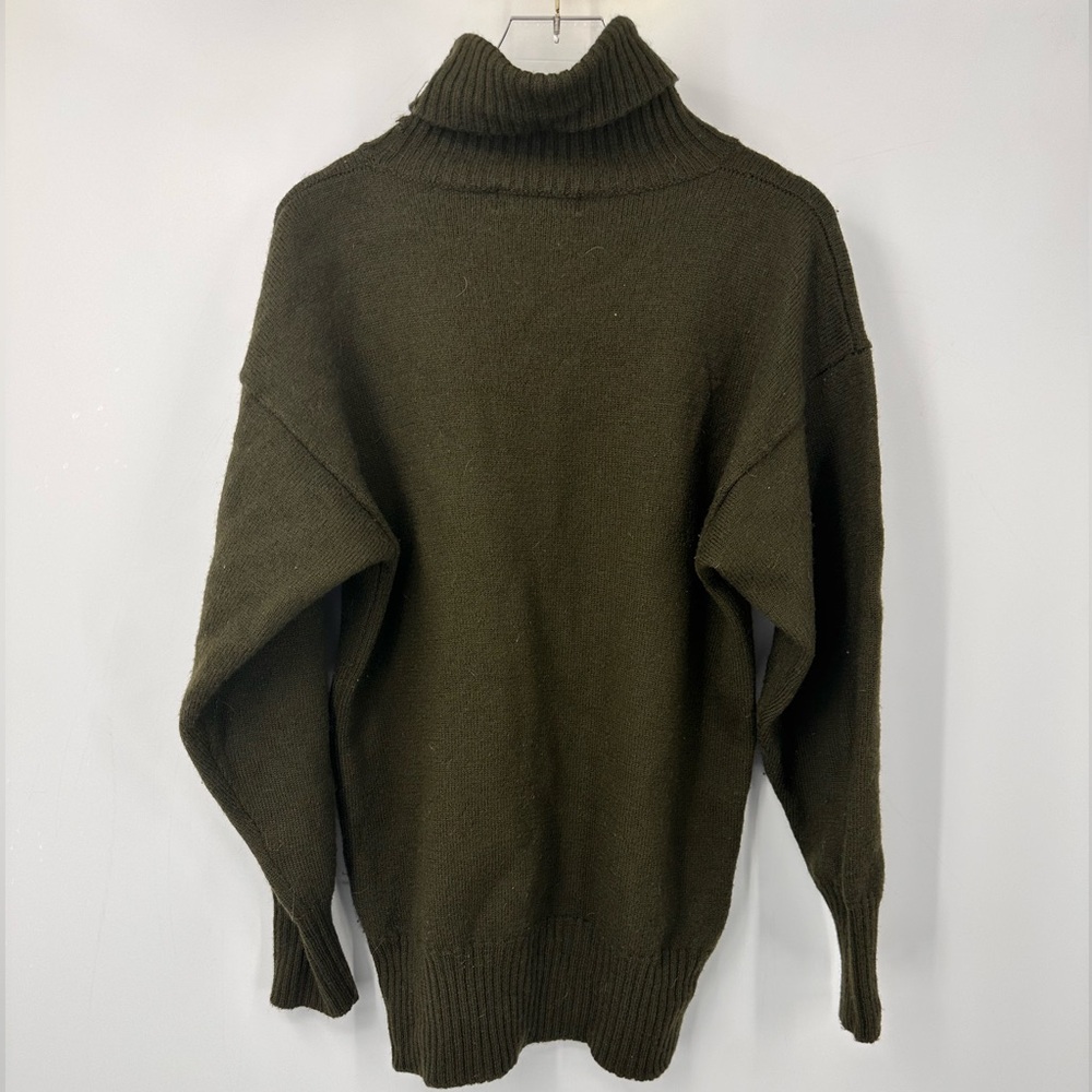 VTG Gap Clothing Co 100% Wool Knit Turtleneck Sweater Green Hong Kong Large O120 - Picture 4 of 5